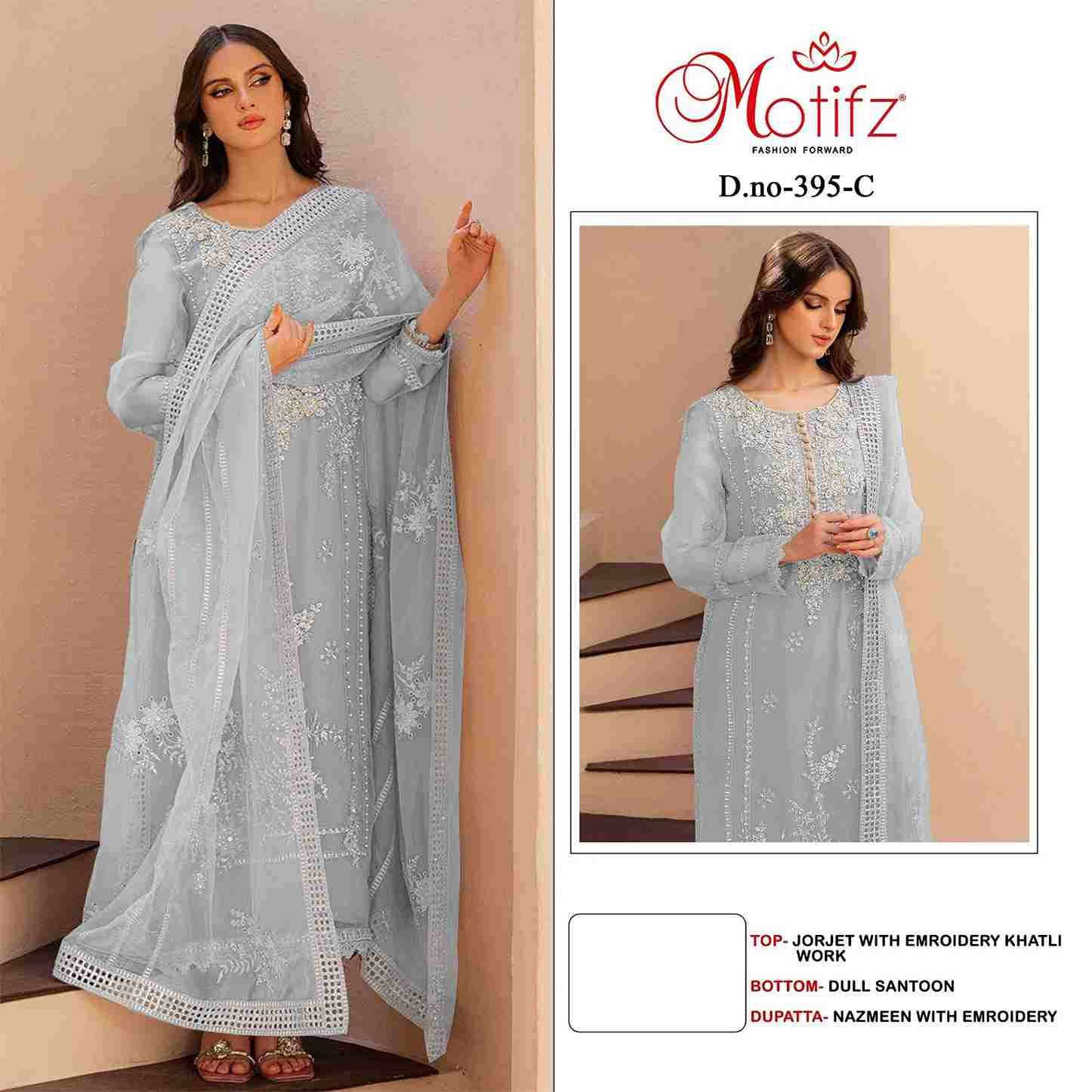 Motifz Hit Design 395 Colours By Motifz 395-A To 395-D Series Beautiful Pakistani Suits Stylish Fancy Colorful Casual Wear & Ethnic Wear Heavy Georgette Embroidered Dresses At Wholesale Price