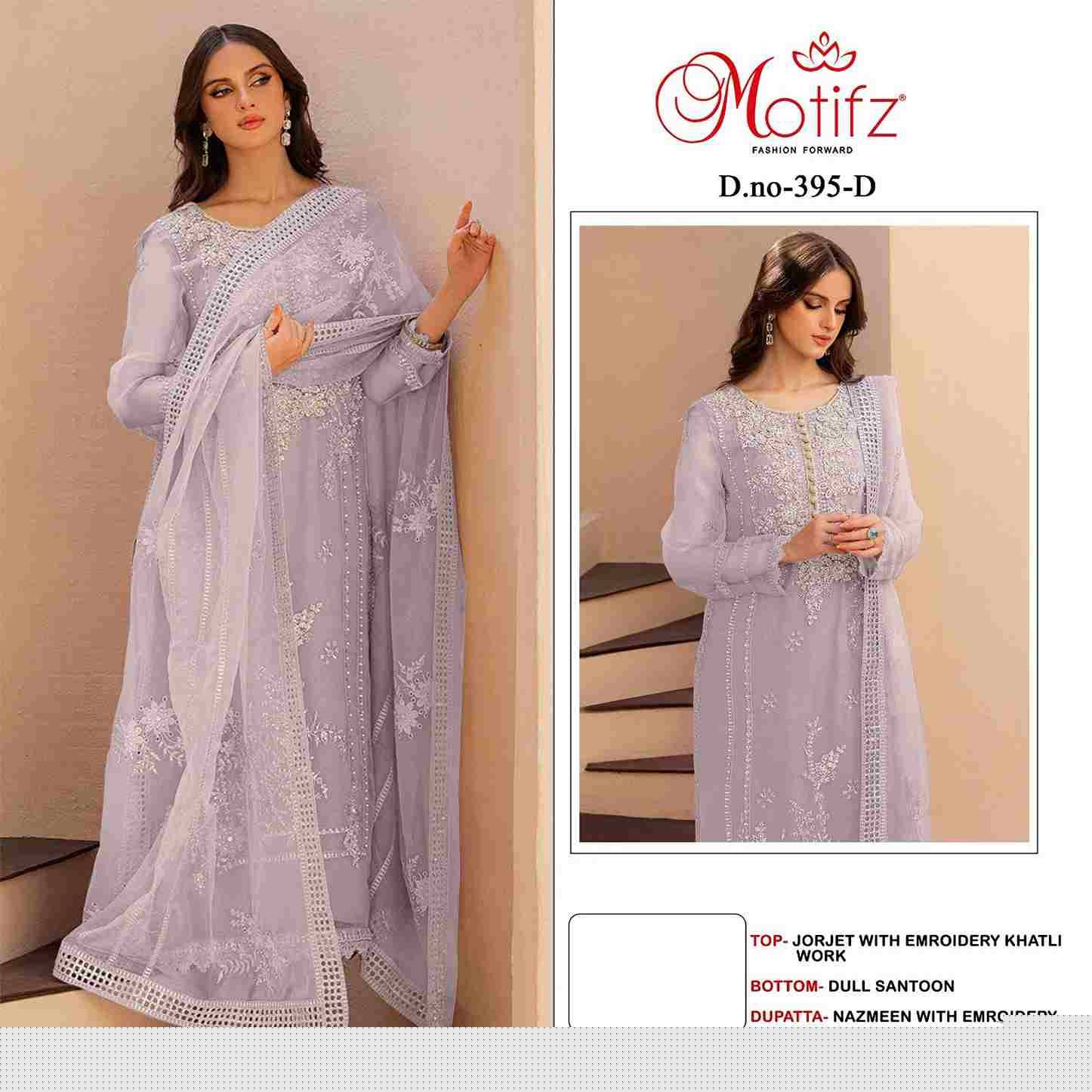 Motifz Hit Design 395 Colours By Motifz 395-A To 395-D Series Beautiful Pakistani Suits Stylish Fancy Colorful Casual Wear & Ethnic Wear Heavy Georgette Embroidered Dresses At Wholesale Price