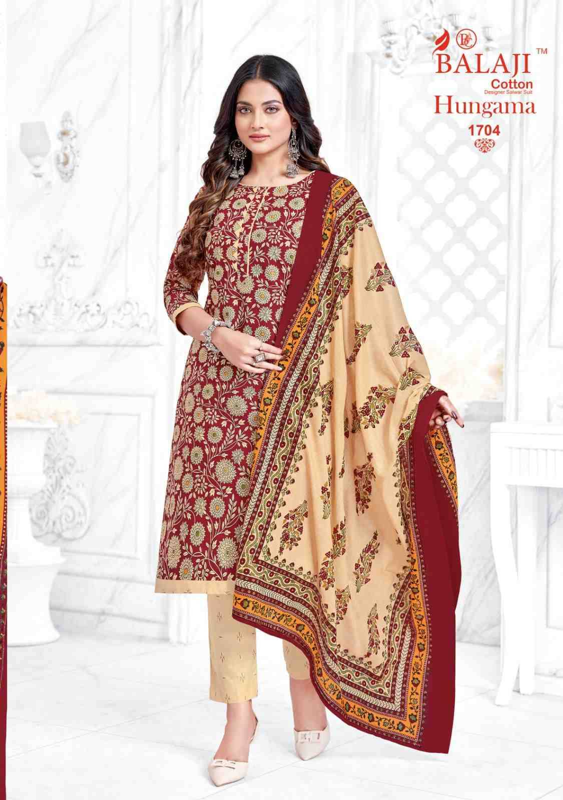 Hungama Vol-17 By Balaji Cotton 1701 To 1710 Series Beautiful Festive Suits Stylish Fancy Colorful Casual Wear & Ethnic Wear Pure Cotton Print Dresses At Wholesale Price