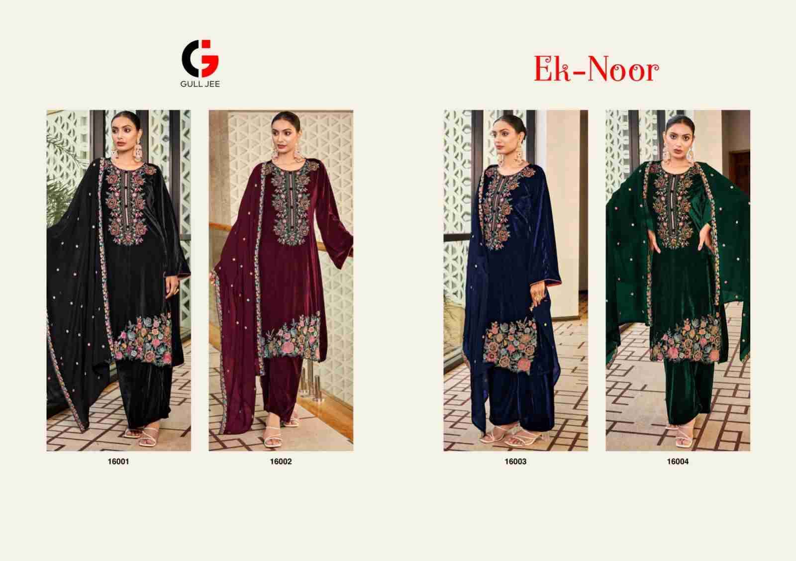 Ek-Noor By Gull Jee 16001 To 16004 Series Beautiful Festive Suits Stylish Fancy Colorful Party Wear & Occasional Wear Velvet Embroidered Dresses At Wholesale Price