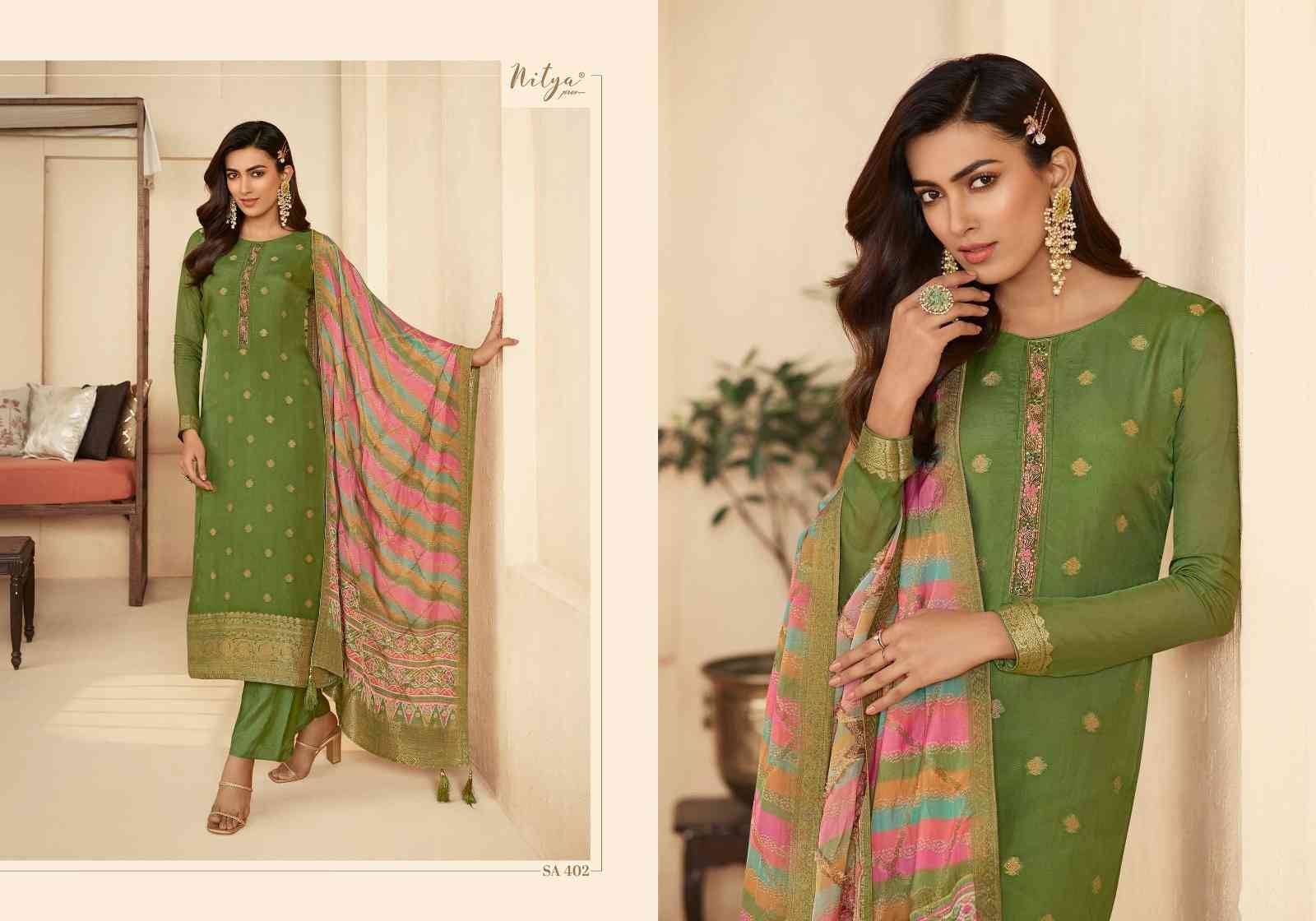 Sairaa Vol-4 By Lt Fabrics 401 To 406 Series Beautiful Stylish Festive Suits Fancy Colorful Casual Wear & Ethnic Wear & Ready To Wear Organza Jacqaurd With Work Dresses At Wholesale Price