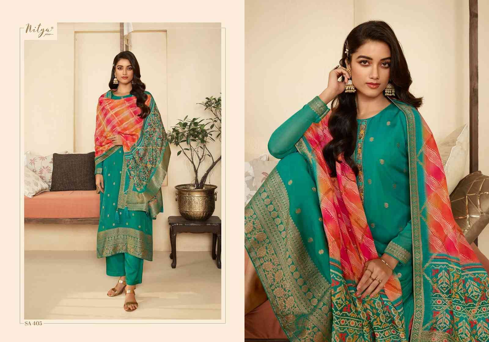 Sairaa Vol-4 By Lt Fabrics 401 To 406 Series Beautiful Stylish Festive Suits Fancy Colorful Casual Wear & Ethnic Wear & Ready To Wear Organza Jacqaurd With Work Dresses At Wholesale Price
