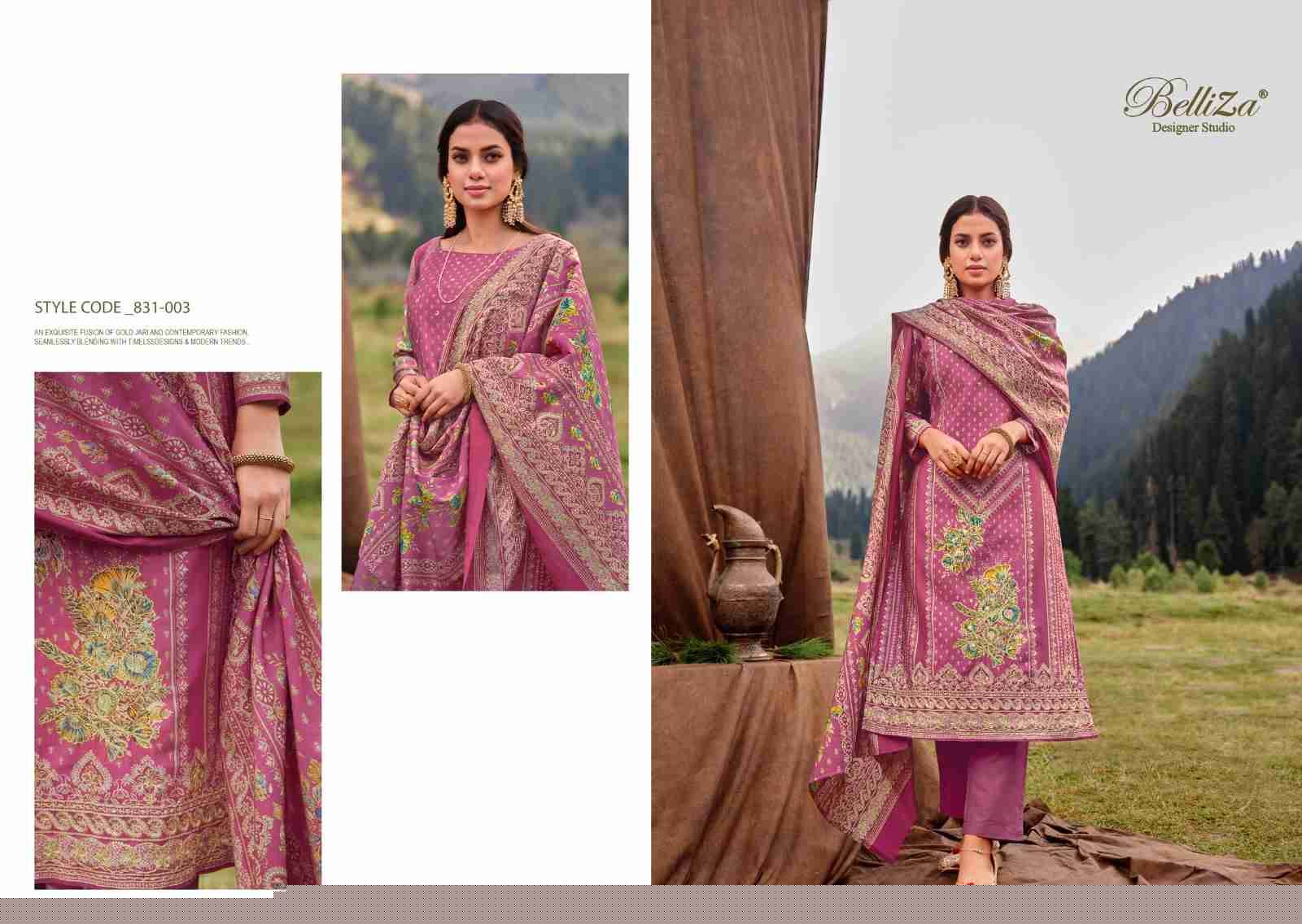 Khwaab By Belliza 831-001 To 831-008 Series Beautiful Stylish Festive Suits Fancy Colorful Casual Wear & Ethnic Wear & Ready To Wear Pure Viscose Muslin Print With Work Dresses At Wholesale Price