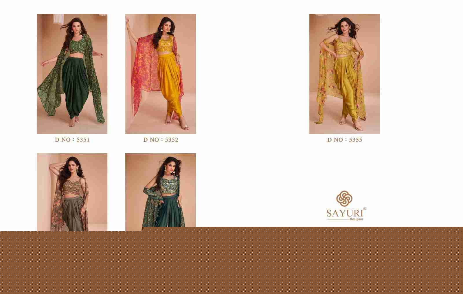 Palki By Sayuri 5351 To 5355 Series Designer Stylish Fancy Colorful Beautiful Party Wear & Ethnic Wear Collection Pure Satin Silk Tops With Bottom At Wholesale Price