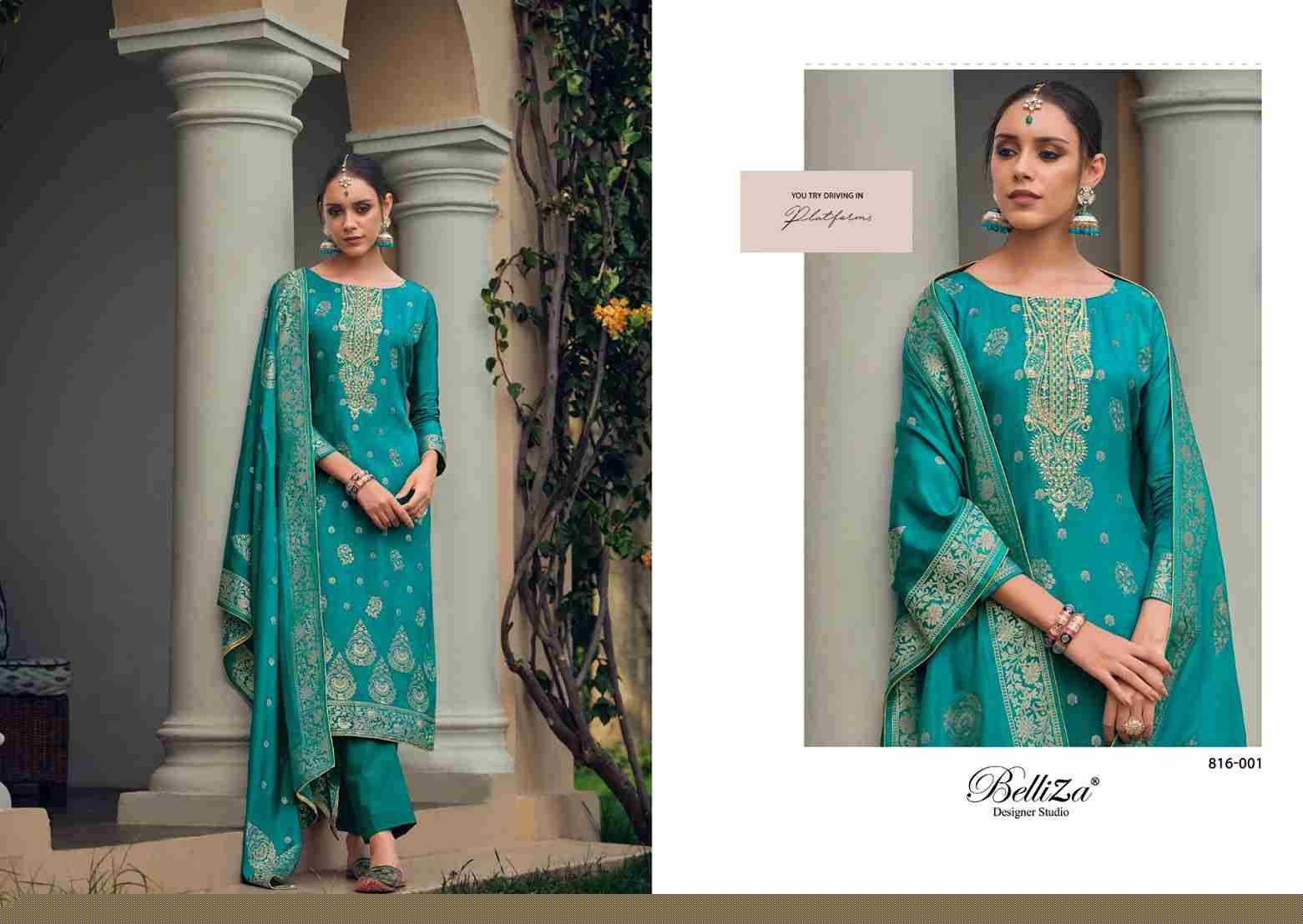 Lashkara By Belliza 816-001 To 816-006 Series Beautiful Suits Stylish Colorful Fancy Casual Wear & Ethnic Wear Pure Viscose Dola Jacqaurd Print Dresses At Wholesale Price