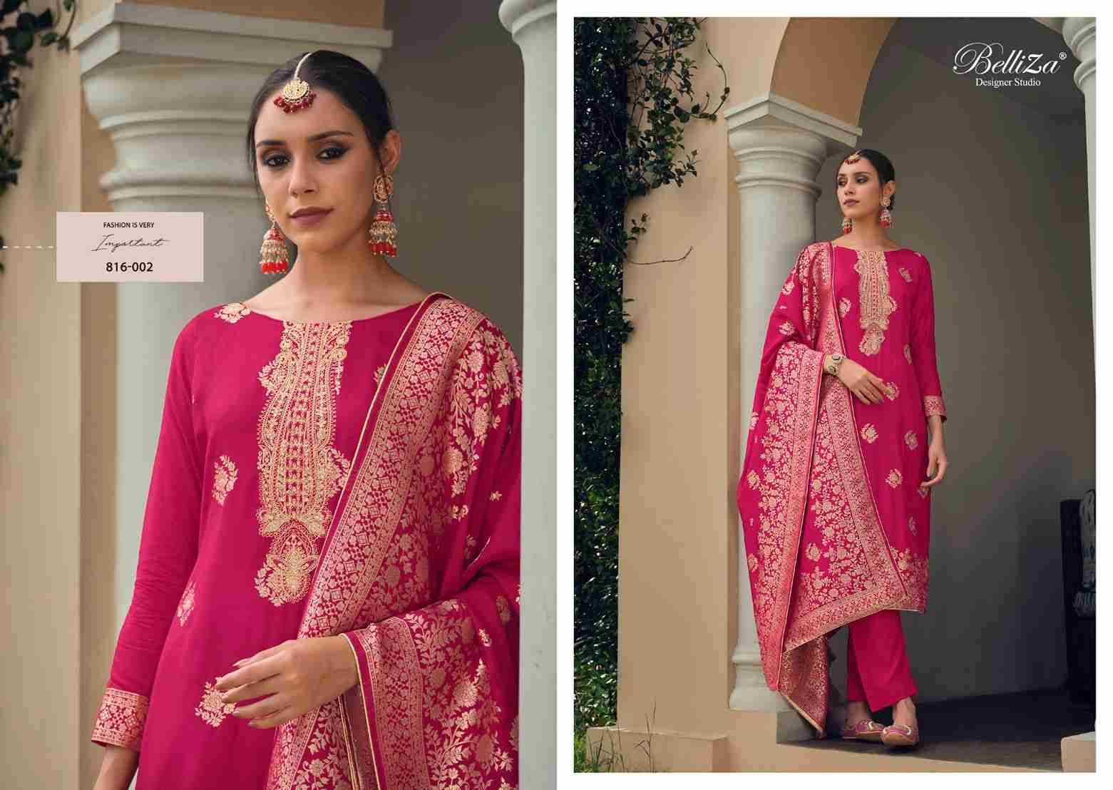 Lashkara By Belliza 816-001 To 816-006 Series Beautiful Suits Stylish Colorful Fancy Casual Wear & Ethnic Wear Pure Viscose Dola Jacqaurd Print Dresses At Wholesale Price