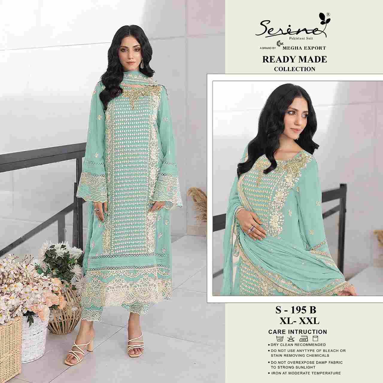 Serene Hit Design S-195 Colours By Serene S-195-A To S-195-B Series Pakistani Suits Beautiful Fancy Colorful Stylish Party Wear & Occasional Wear Faux Georgette With Embroidery Dresses At Wholesale Price