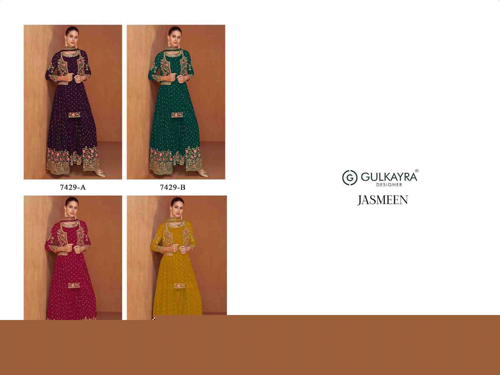 Jasmeen By Gulkayra Designer 7429-A To 7429-D Series Designer Festive Suits Beautiful Fancy Colorful Stylish Party Wear & Occasional Wear Georgette Embroidered Dresses At Wholesale Price