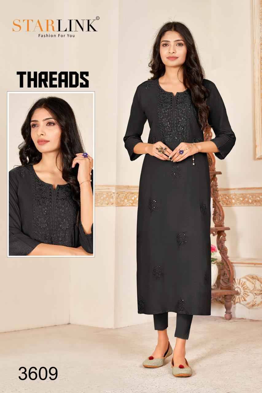 Threads By Starlink 3601 To 3612 Series Beautiful Stylish Fancy Colorful Casual Wear & Ethnic Wear Rayon With Work Kurtis At Wholesale Price