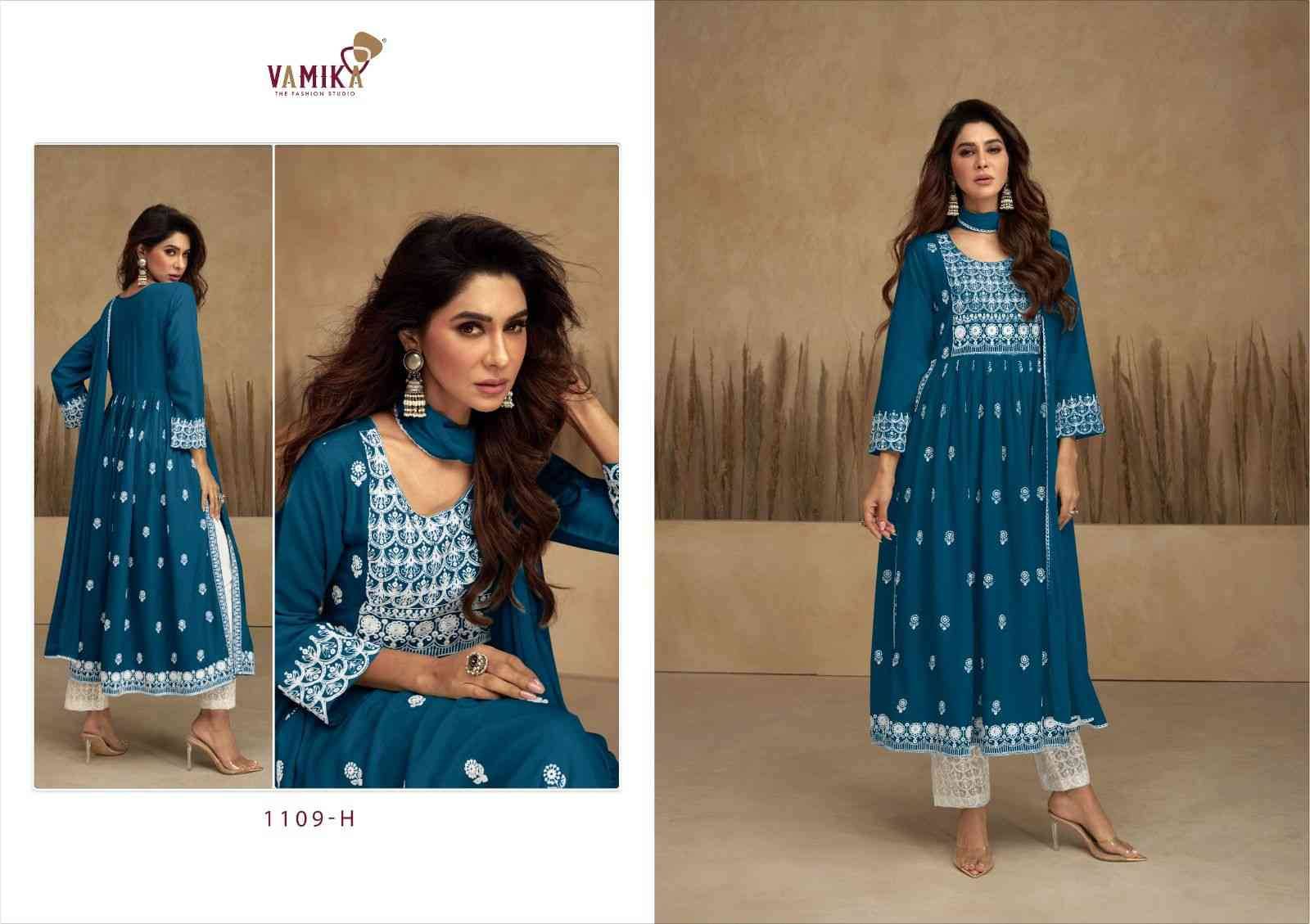Aadhira Vol-7 Gold By Vamika 1109-F To 1109-J Series Beautiful Festive Suits Colorful Stylish Fancy Casual Wear & Ethnic Wear Pure Viscose Rayon Embroidery Dresses At Wholesale Price
