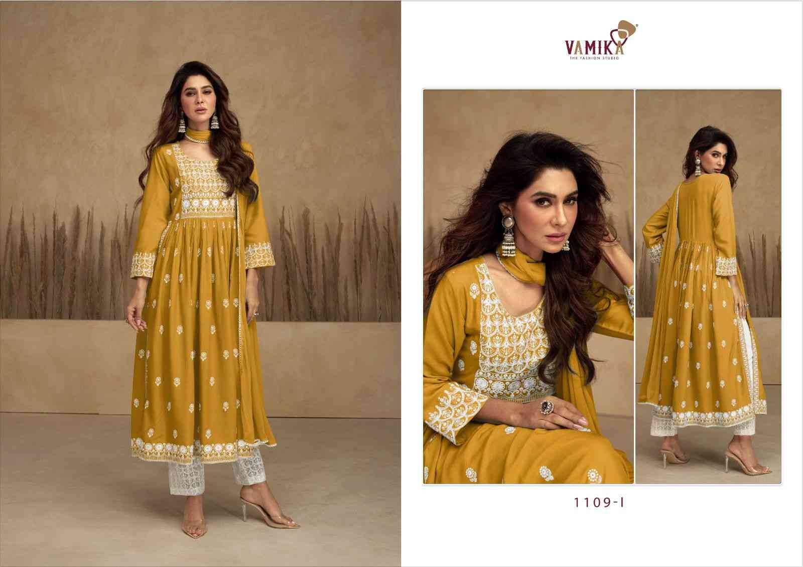Aadhira Vol-7 Gold By Vamika 1109-F To 1109-J Series Beautiful Festive Suits Colorful Stylish Fancy Casual Wear & Ethnic Wear Pure Viscose Rayon Embroidery Dresses At Wholesale Price