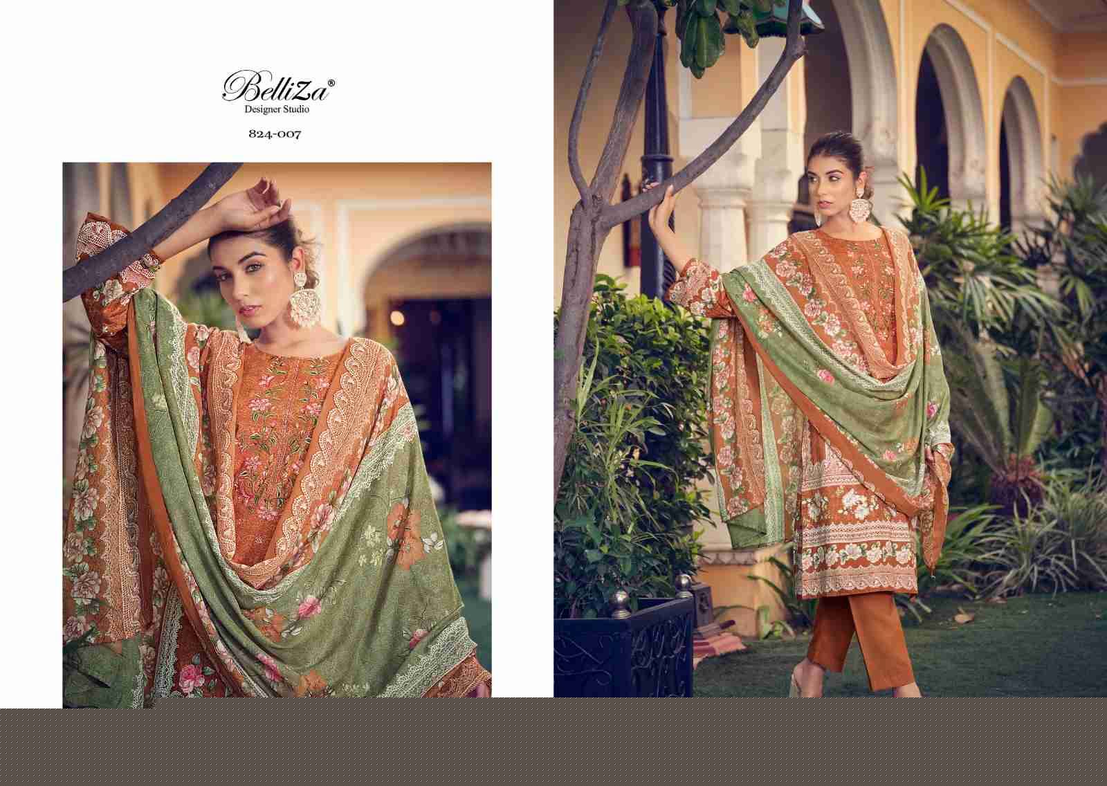 Naira Vol-19 By Belliza 824-001 To 824-008 Series Beautiful Festive Suits Colorful Stylish Fancy Casual Wear & Ethnic Wear Pure Cotton Digital Print Dresses At Wholesale Price