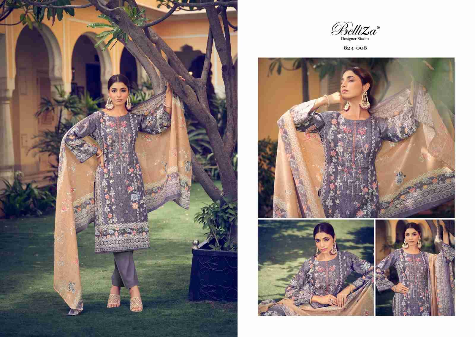 Naira Vol-19 By Belliza 824-001 To 824-008 Series Beautiful Festive Suits Colorful Stylish Fancy Casual Wear & Ethnic Wear Pure Cotton Digital Print Dresses At Wholesale Price