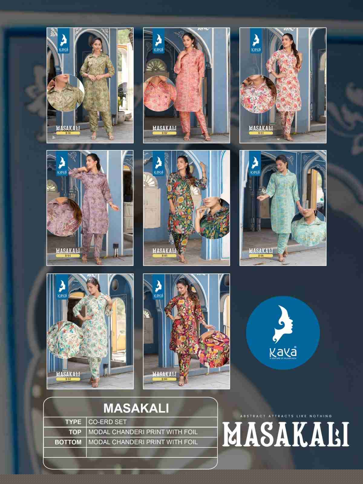Masakali By Kaya 01 To 08 Series Designer Stylish Fancy Colorful Beautiful Party Wear & Ethnic Wear Collection Modal Chanderi Co-Ord Sets At Wholesale Price