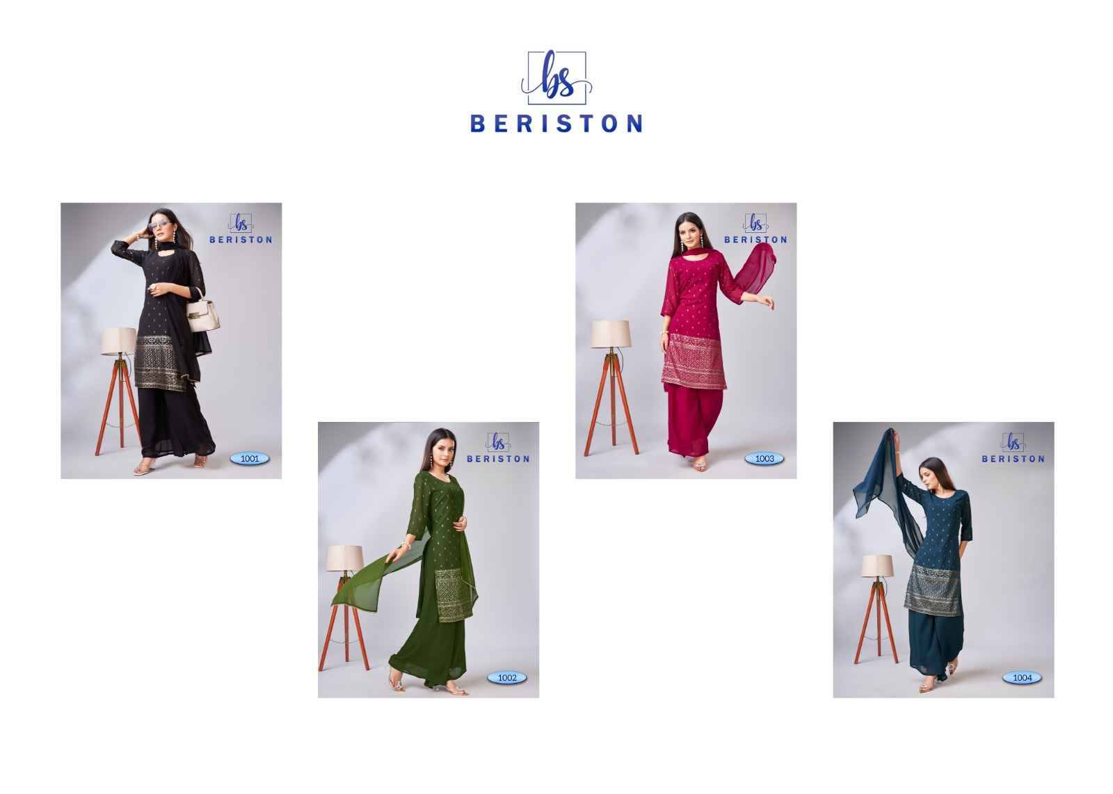 BS Vol-10 By Beriston 1001 To 1004 Series Beautiful Festive Suits Colorful Stylish Fancy Casual Wear & Ethnic Wear Georgette Embroidered Dresses At Wholesale Price