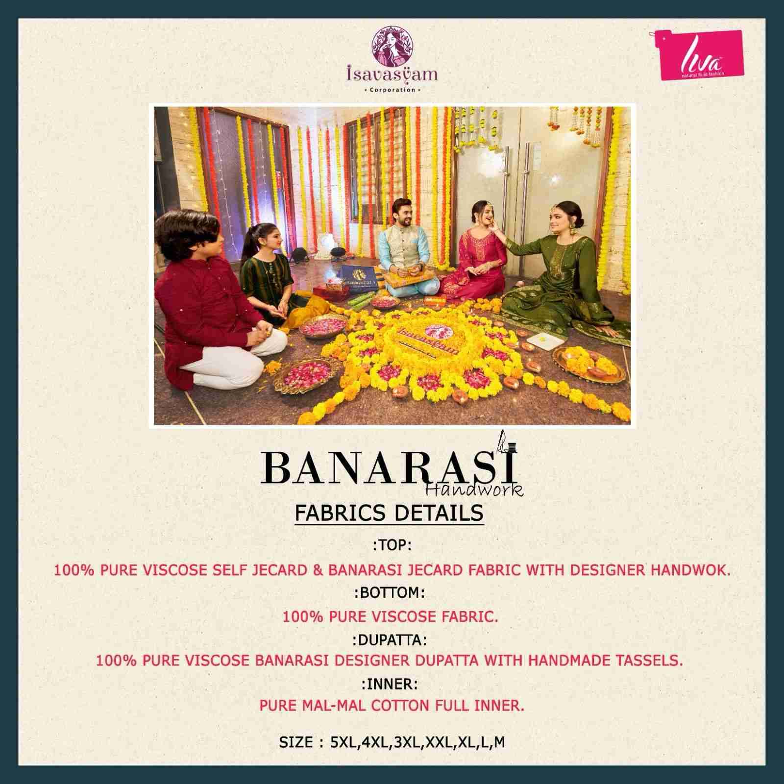 Banarasi Handwork By Isavasyam 1001 To 1006 Series Beautiful Festive Suits Colorful Stylish Fancy Casual Wear & Ethnic Wear Pure Viscose Dresses At Wholesale Price