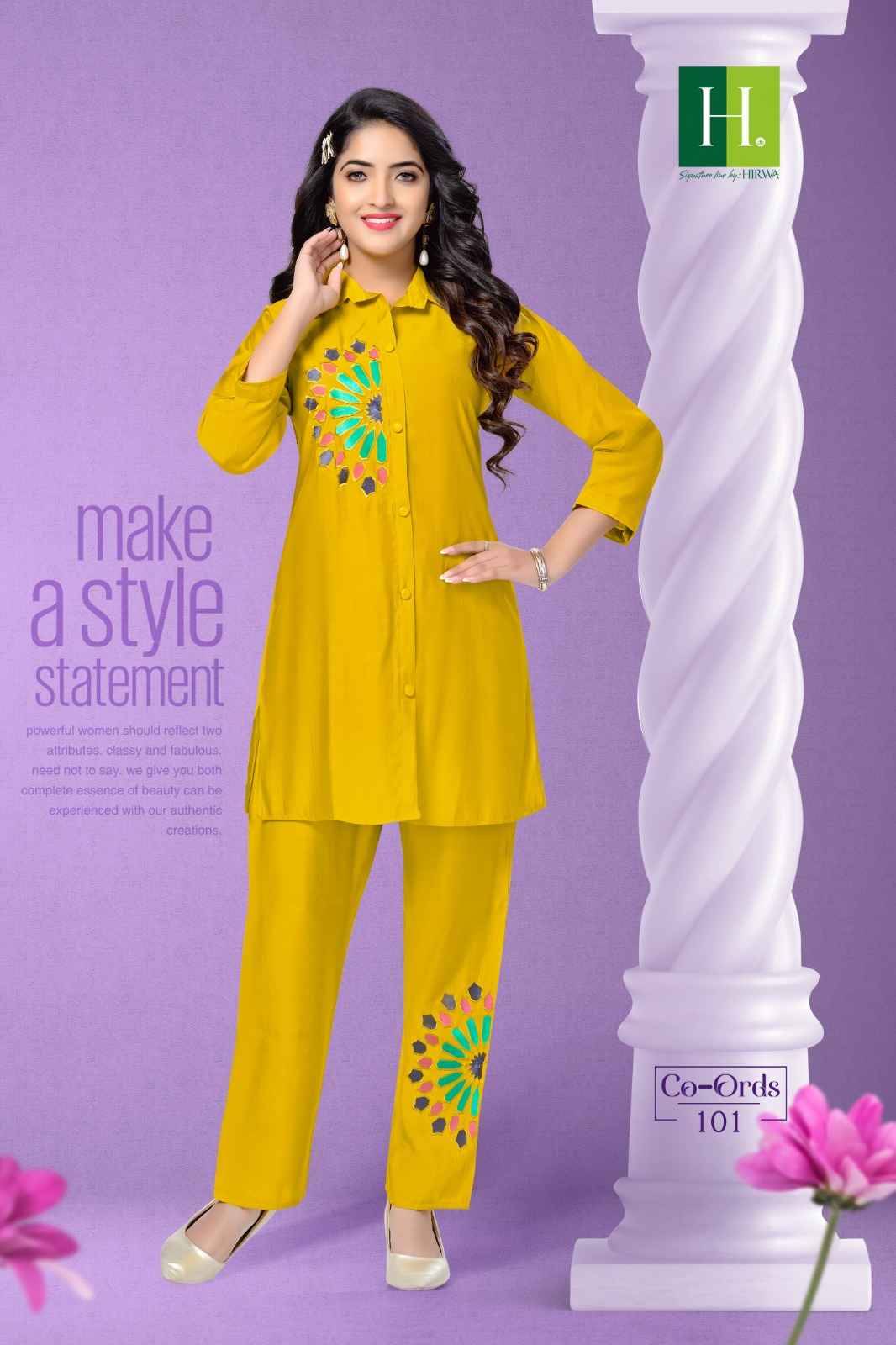 Co-Ords By Hirwa 101 To 106 Series Designer Stylish Fancy Colorful Beautiful Party Wear & Ethnic Wear Collection Roman Silk Print Co-Ord Sets At Wholesale Price