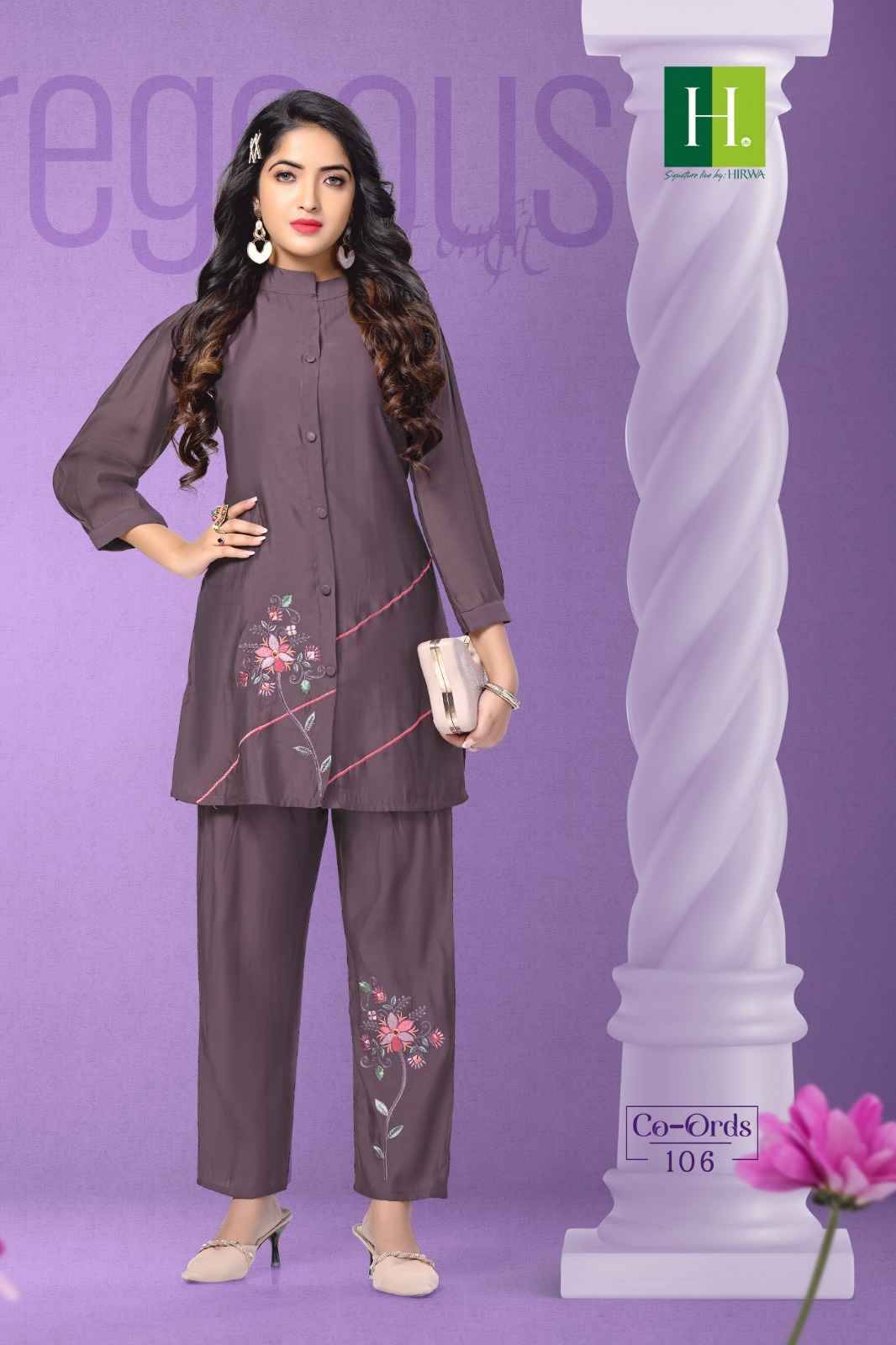 Co-Ords By Hirwa 101 To 106 Series Designer Stylish Fancy Colorful Beautiful Party Wear & Ethnic Wear Collection Roman Silk Print Co-Ord Sets At Wholesale Price