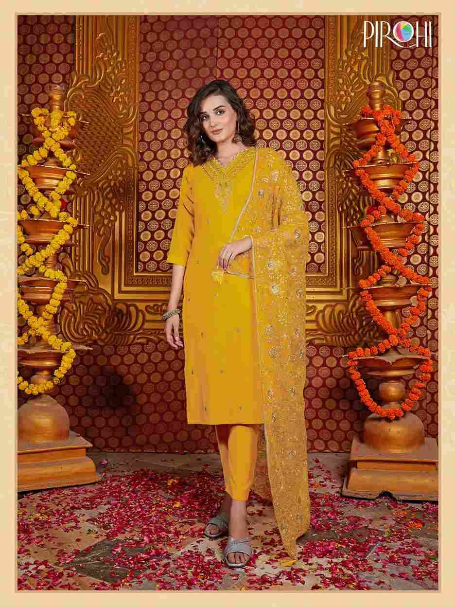 Mannat By Pirohi 1001 To 1004 Series Festive Suits Beautiful Fancy Colorful Stylish Party Wear & Occasional Wear Dola Silk Embroidered Dresses At Wholesale Price