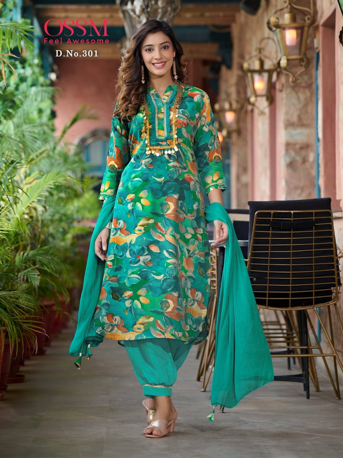 Afghani Vol-3 By Ossm 301 To 306 Series Festive Suits Beautiful Fancy Colorful Stylish Party Wear & Occasional Wear Modal Chanderi Print Dresses At Wholesale Price