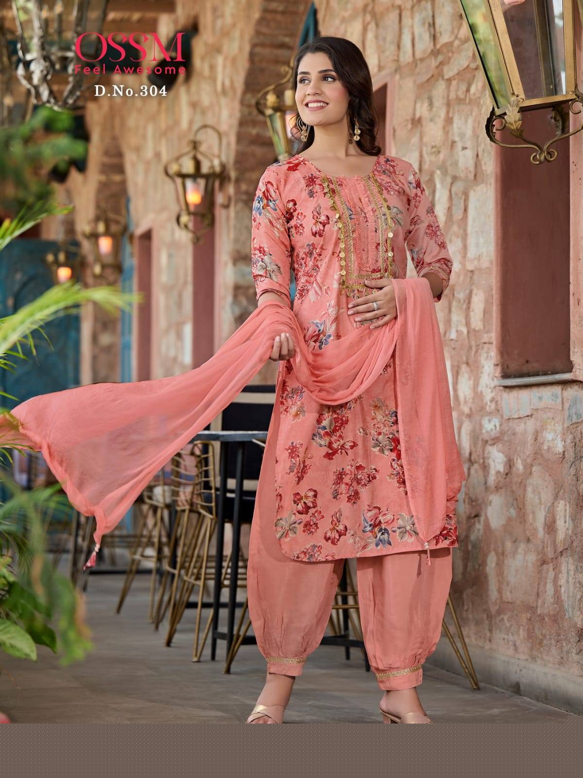 Afghani Vol-3 By Ossm 301 To 306 Series Festive Suits Beautiful Fancy Colorful Stylish Party Wear & Occasional Wear Modal Chanderi Print Dresses At Wholesale Price