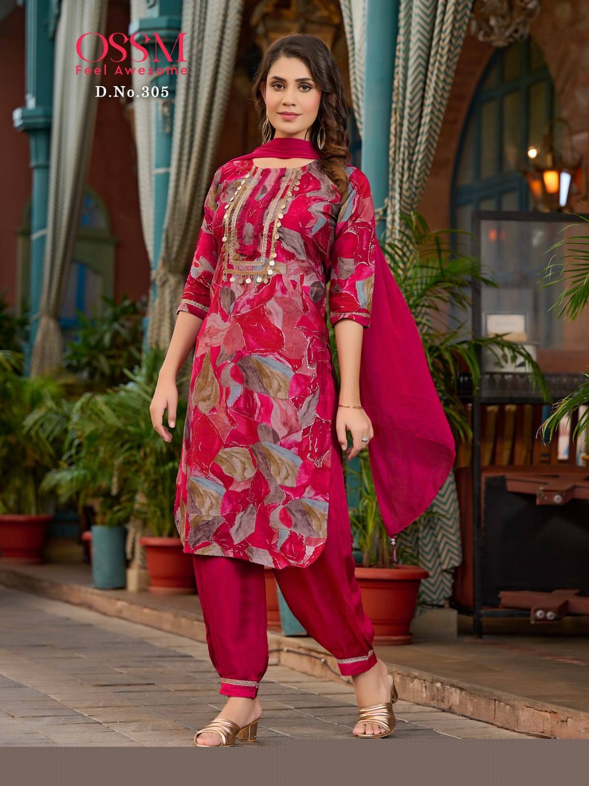 Afghani Vol-3 By Ossm 301 To 306 Series Festive Suits Beautiful Fancy Colorful Stylish Party Wear & Occasional Wear Modal Chanderi Print Dresses At Wholesale Price