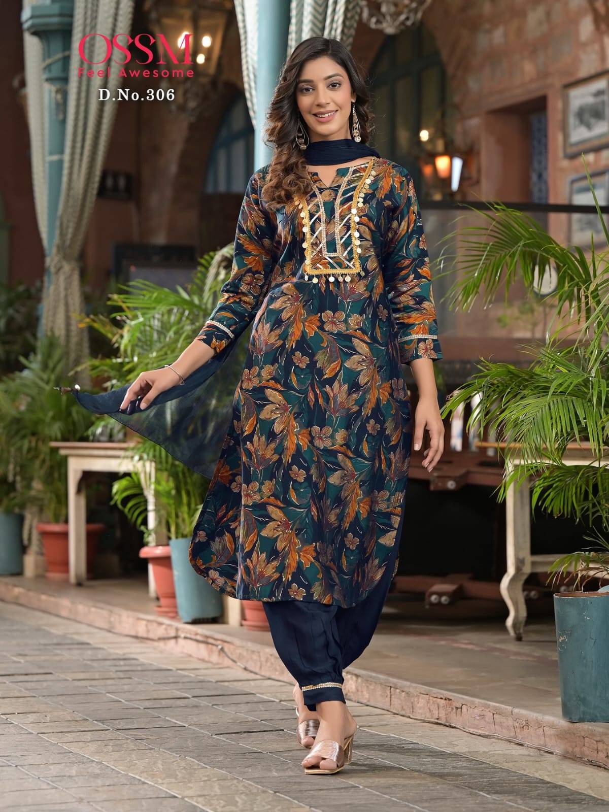Afghani Vol-3 By Ossm 301 To 306 Series Festive Suits Beautiful Fancy Colorful Stylish Party Wear & Occasional Wear Modal Chanderi Print Dresses At Wholesale Price