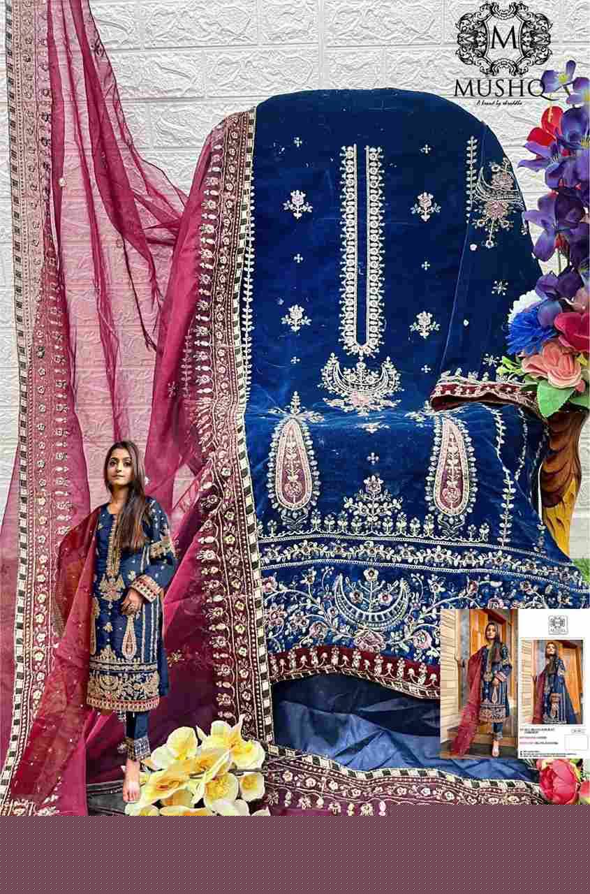 Mushq Hit Design 271 Colours By Mushq 271-A To 271-D Series Beautiful Pakistani Suits Stylish Fancy Colorful Party Wear & Occasional Wear Velvet Embroidered Dresses At Wholesale Price