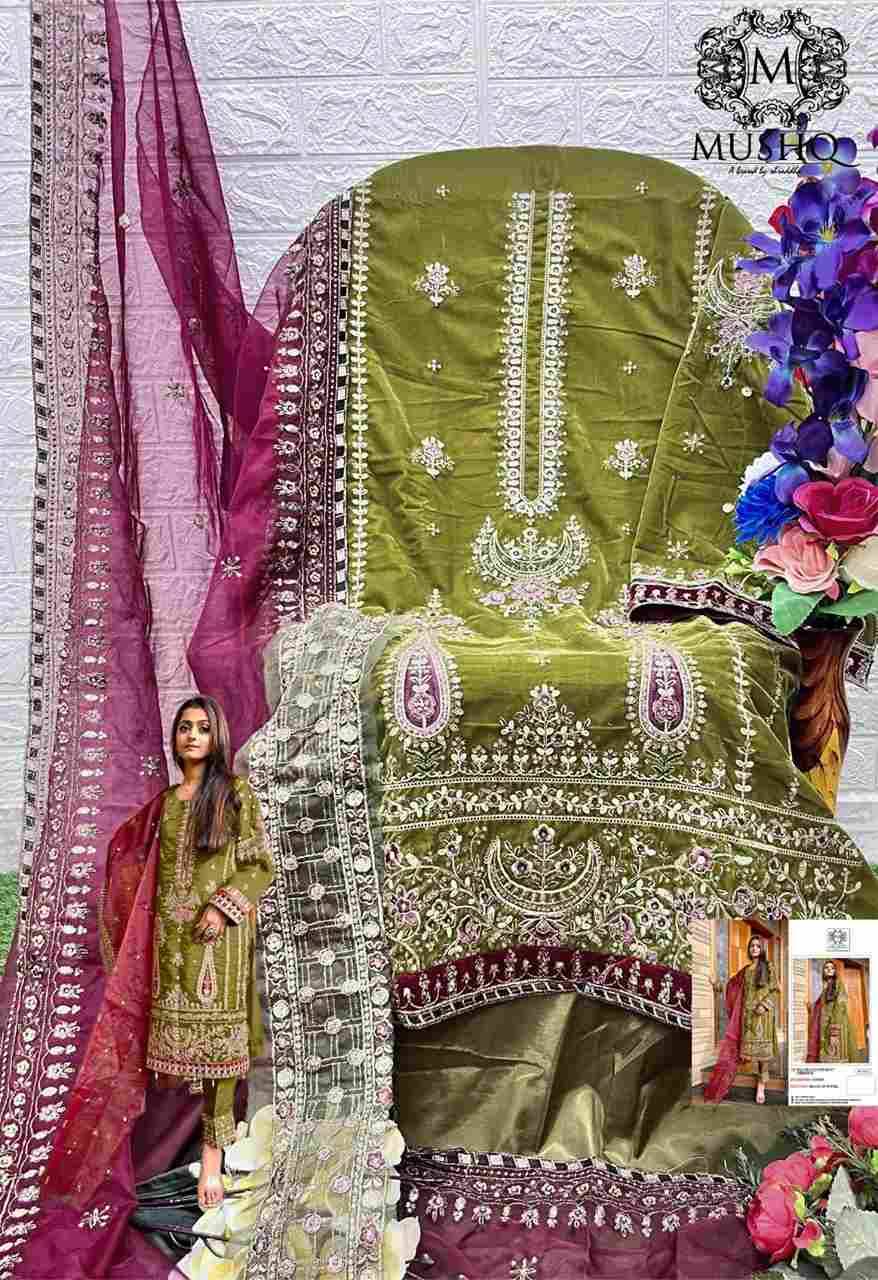 Mushq Hit Design 271 Colours By Mushq 271-A To 271-D Series Beautiful Pakistani Suits Stylish Fancy Colorful Party Wear & Occasional Wear Velvet Embroidered Dresses At Wholesale Price