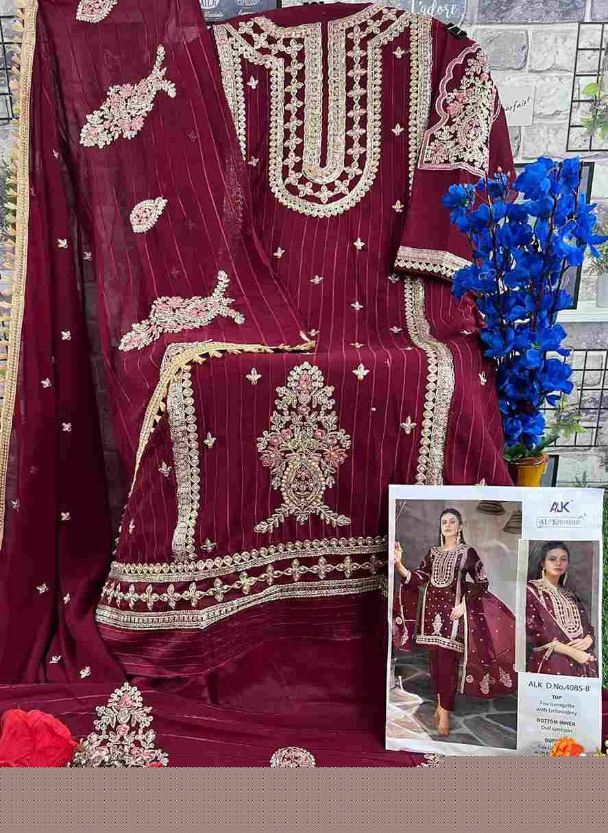 Elaf By Al Khushbu 4085-A To 4085-D Series Beautiful Pakistani Suits Stylish Fancy Colorful Party Wear & Occasional Wear Faux Georgette Embroidered Dresses At Wholesale Price