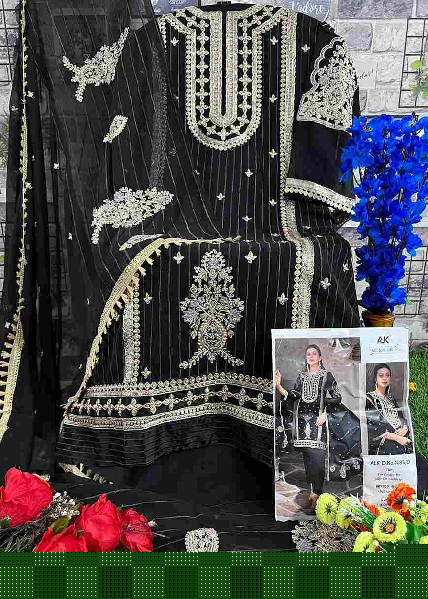 Elaf By Al Khushbu 4085-A To 4085-D Series Beautiful Pakistani Suits Stylish Fancy Colorful Party Wear & Occasional Wear Faux Georgette Embroidered Dresses At Wholesale Price