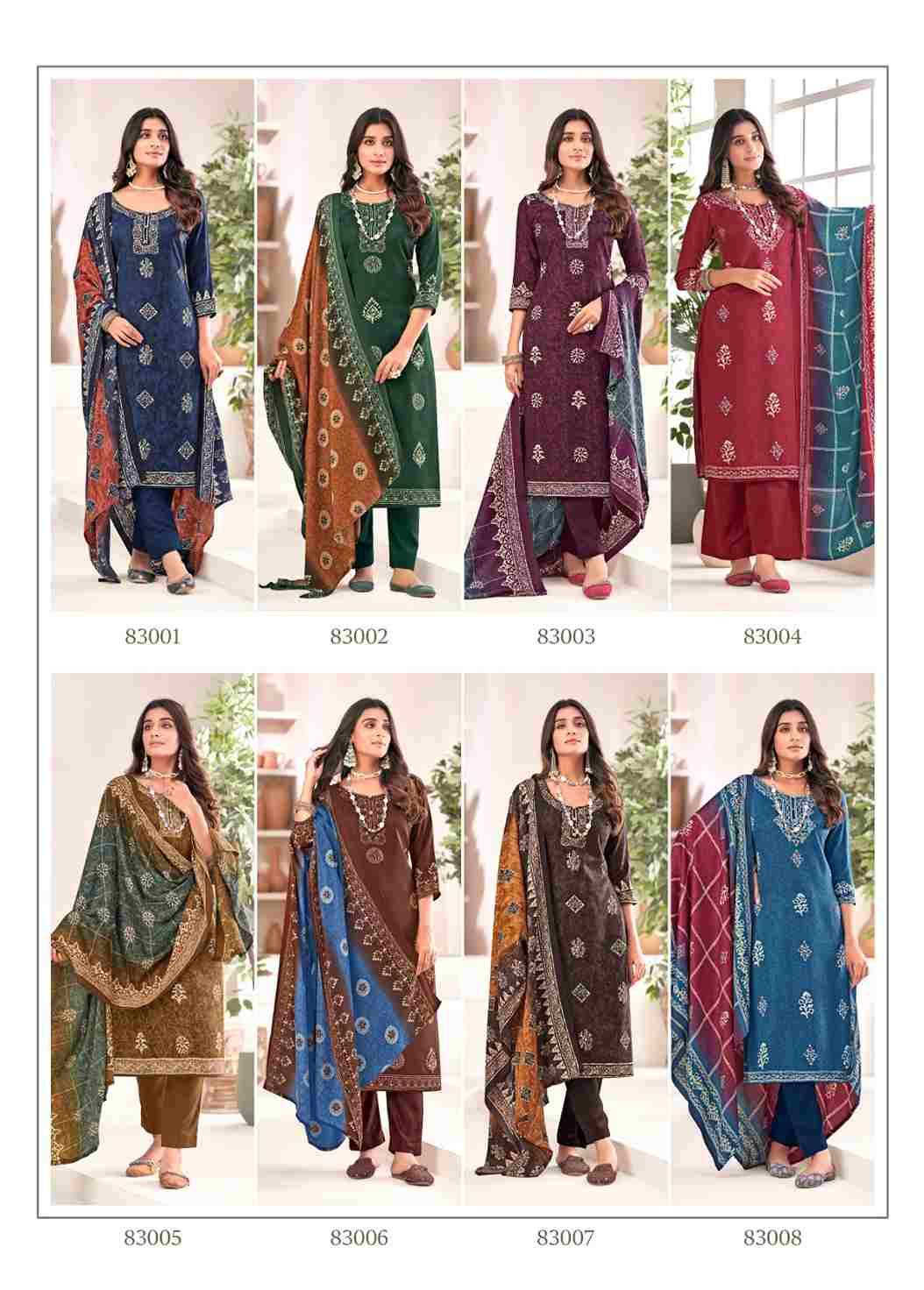 Sadhna By Skt Suits 83001 To 83008 Series Beautiful Festive Suits Stylish Fancy Colorful Casual Wear & Ethnic Wear Pashmina Print Dresses At Wholesale Price