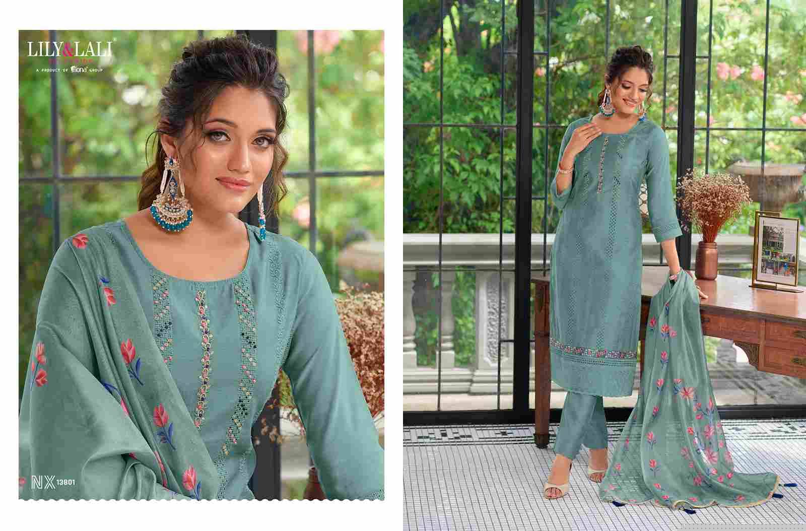 Lucknowi Nx By Lily And Lali 13801 To 13806 Series Beautiful Festive Suits Colorful Stylish Fancy Casual Wear & Ethnic Wear Chanderi Silk With Work Dresses At Wholesale Price