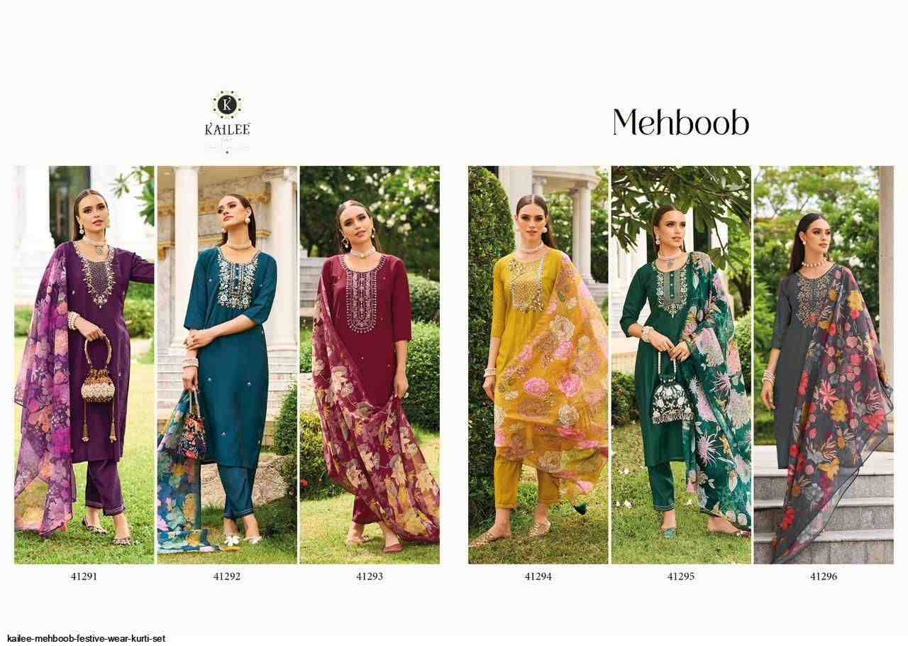 Mehboob By Kailee 41291 To 41296 Series Beautiful Festive Suits Colorful Stylish Fancy Casual Wear & Ethnic Wear Pure Viscose Silk Dresses At Wholesale Price