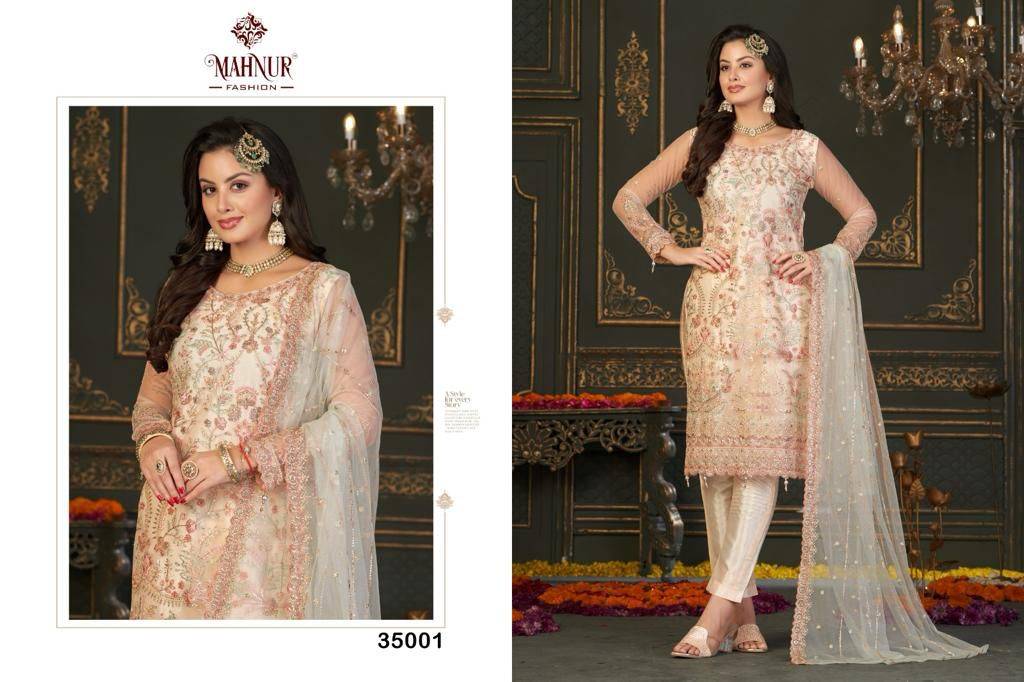 Mahnur Vol-35 By Mahnur Fashion 35001 To 35002 Series Designer Pakistani Suits Beautiful Fancy Colorful Stylish Party Wear & Occasional Wear Organza Embroidered Dresses At Wholesale Price