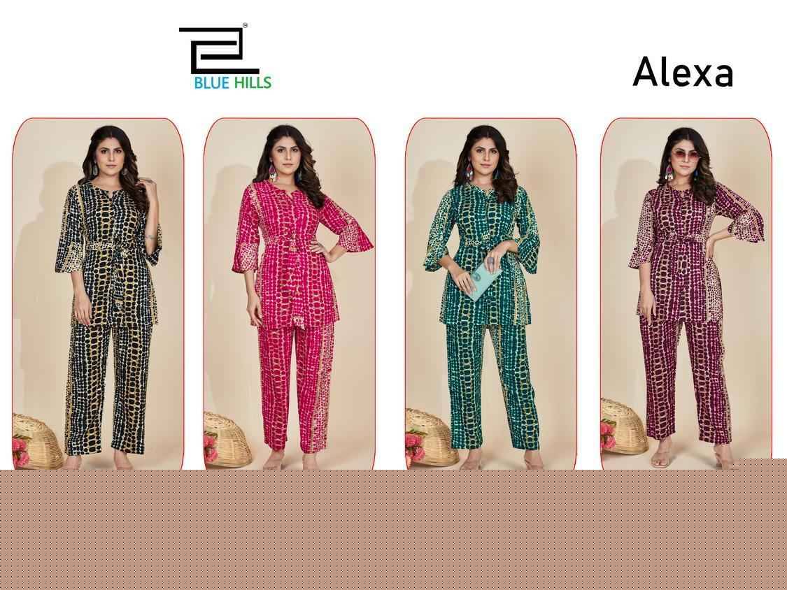 Alexa By Blue Hills 163-A To 163-D Series Designer Stylish Fancy Colorful Beautiful Party Wear & Ethnic Wear Collection Rayon Print Co-Ord At Wholesale Price