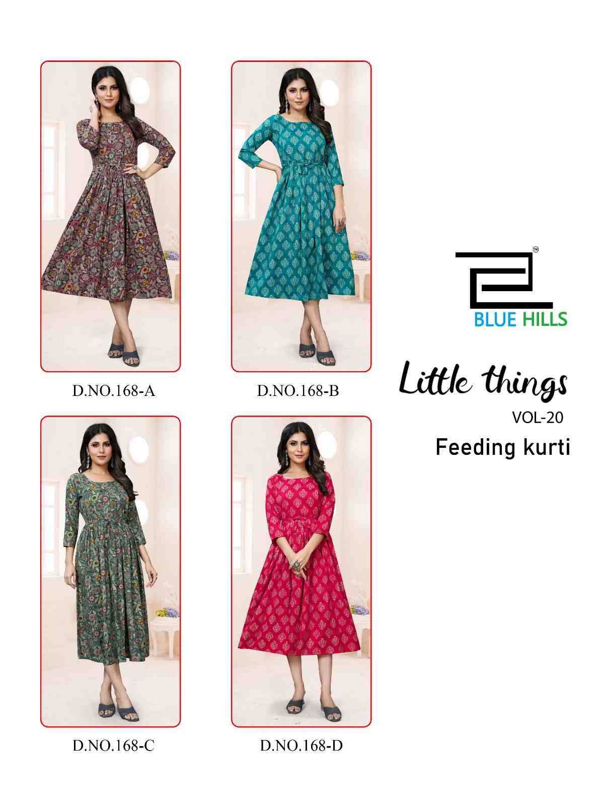 Little Things Vol-20 By Blue Hills 168-A To 168-D Series Designer Stylish Fancy Colorful Beautiful Party Wear & Ethnic Wear Collection Heavy Rayon Print Kurtis At Wholesale Price