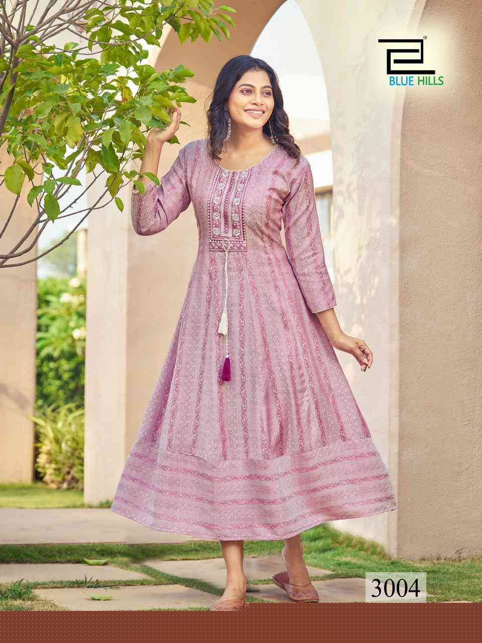 Milky Bar Vol-3 By Blue Hills 3001 To 3004 Series Beautiful Stylish Fancy Colorful Casual Wear & Ethnic Wear Rayon Jacqaurd Gowns At Wholesale Price