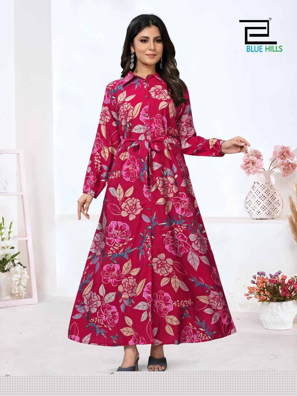 Rochelle Vol-3 By Blue Hills 301 To 303 Series Beautiful Stylish Fancy Colorful Casual Wear & Ethnic Wear Modal Chanderi Print Gowns At Wholesale Price