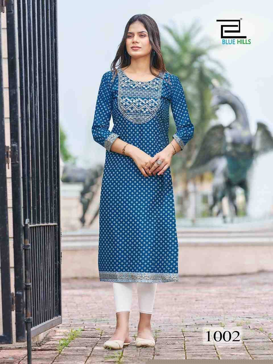Festival Night Short Vol-1 By Blue Hills 1001 To 1008 Series Designer Stylish Fancy Colorful Beautiful Party Wear & Ethnic Wear Collection Heavy Rayon Print Kurtis At Wholesale Price