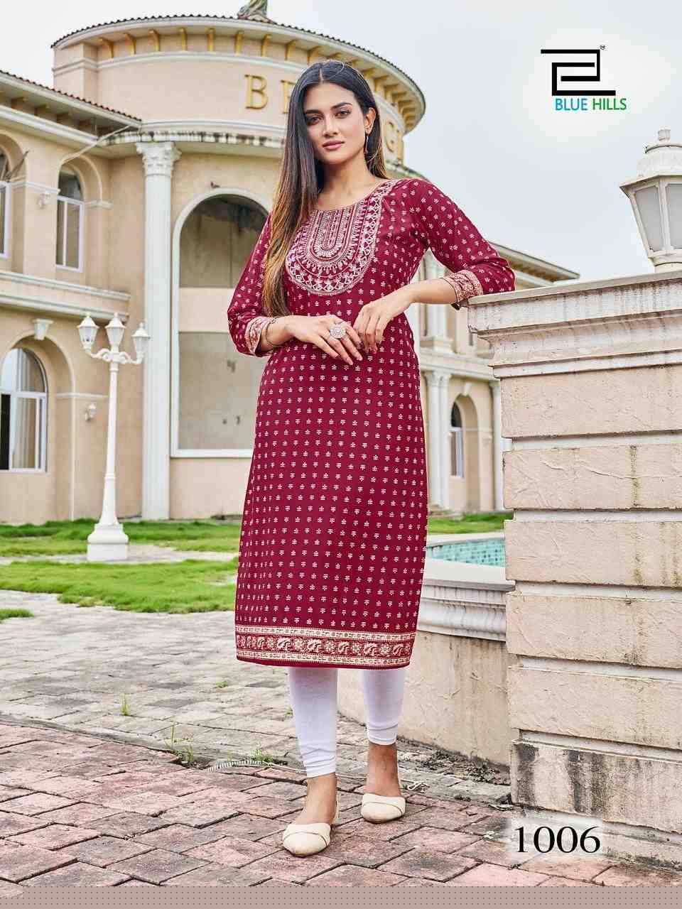 Festival Night Short Vol-1 By Blue Hills 1001 To 1008 Series Designer Stylish Fancy Colorful Beautiful Party Wear & Ethnic Wear Collection Heavy Rayon Print Kurtis At Wholesale Price