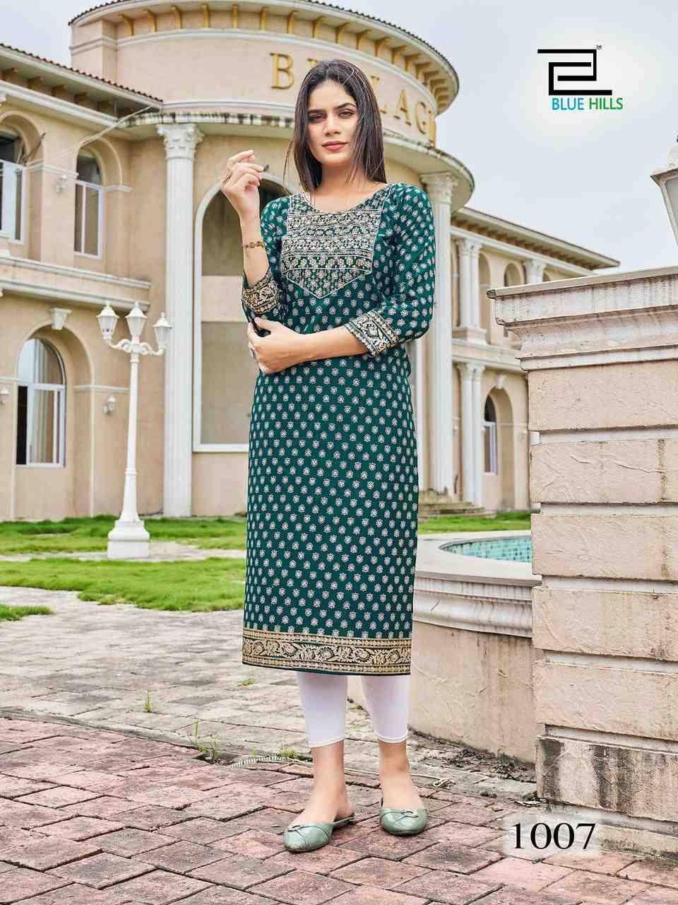 Festival Night Short Vol-1 By Blue Hills 1001 To 1008 Series Designer Stylish Fancy Colorful Beautiful Party Wear & Ethnic Wear Collection Heavy Rayon Print Kurtis At Wholesale Price