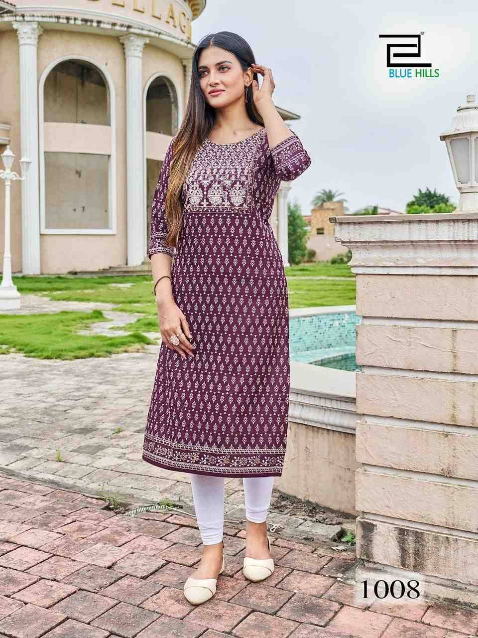 Festival Night Short Vol-1 By Blue Hills 1001 To 1008 Series Designer Stylish Fancy Colorful Beautiful Party Wear & Ethnic Wear Collection Heavy Rayon Print Kurtis At Wholesale Price