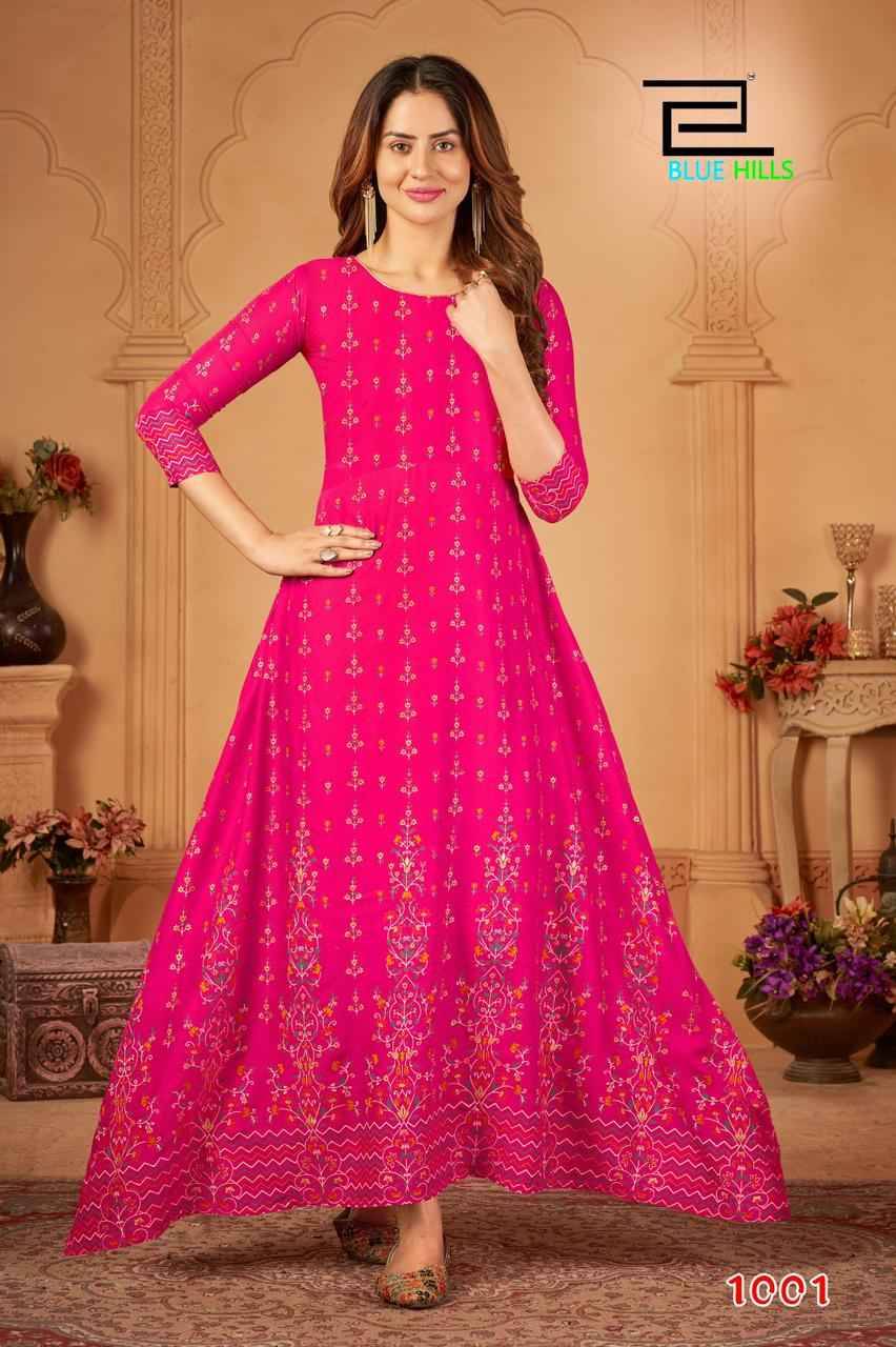Walkway Vol-45 By Blue Hills 1001 To 1008 Series Beautiful Stylish Fancy Colorful Casual Wear & Ethnic Wear Rayon Foil Gowns At Wholesale Price