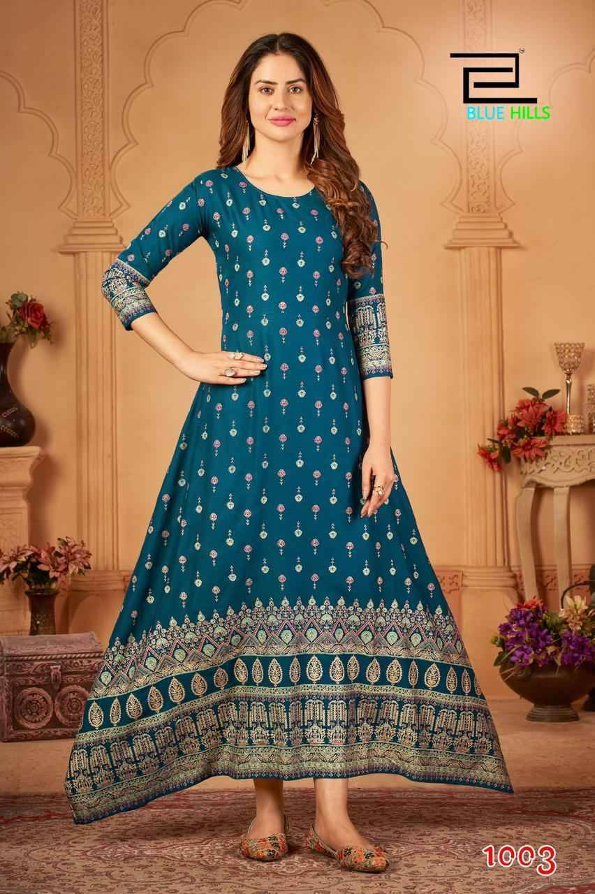 Walkway Vol-45 By Blue Hills 1001 To 1008 Series Beautiful Stylish Fancy Colorful Casual Wear & Ethnic Wear Rayon Foil Gowns At Wholesale Price