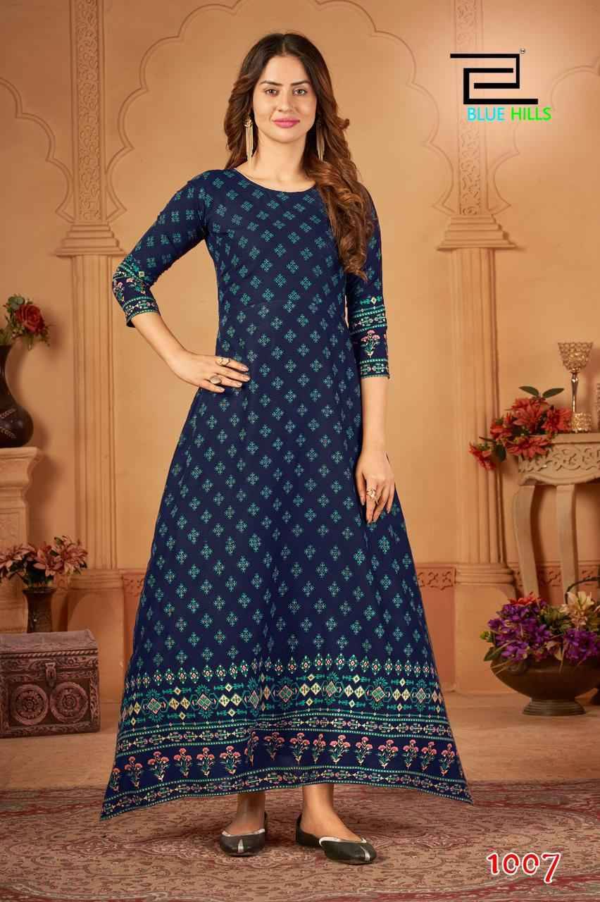 Walkway Vol-45 By Blue Hills 1001 To 1008 Series Beautiful Stylish Fancy Colorful Casual Wear & Ethnic Wear Rayon Foil Gowns At Wholesale Price