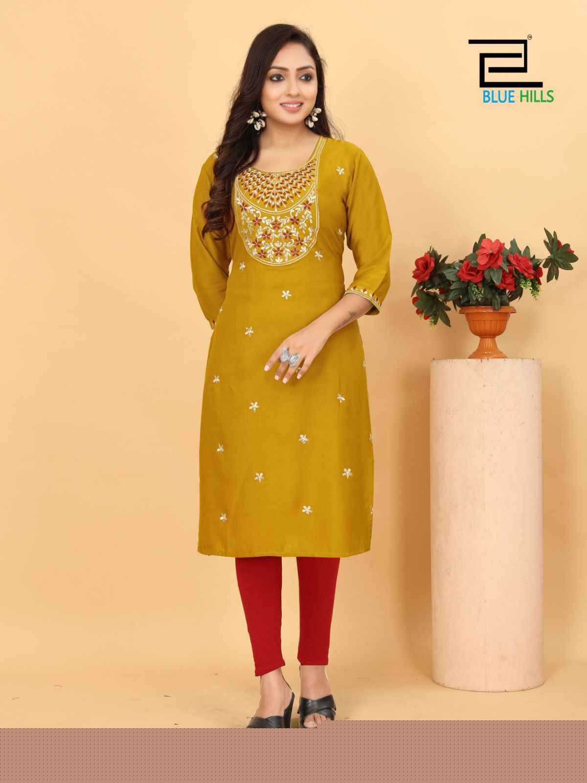Blue Star Vol-3 By Blue Hills 3001 To 3005 Series Designer Stylish Fancy Colorful Beautiful Party Wear & Ethnic Wear Collection Heavy Rayon With Work Kurtis At Wholesale Price