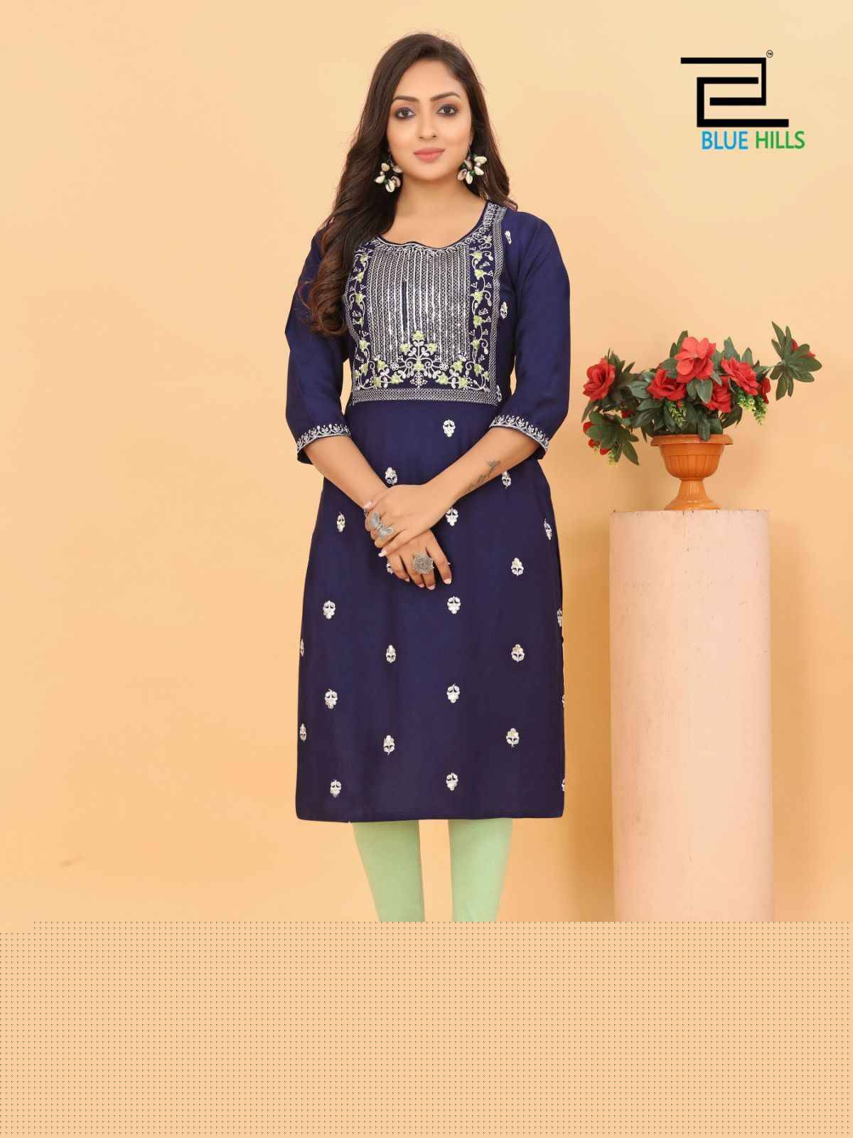 Blue Star Vol-3 By Blue Hills 3001 To 3005 Series Designer Stylish Fancy Colorful Beautiful Party Wear & Ethnic Wear Collection Heavy Rayon With Work Kurtis At Wholesale Price