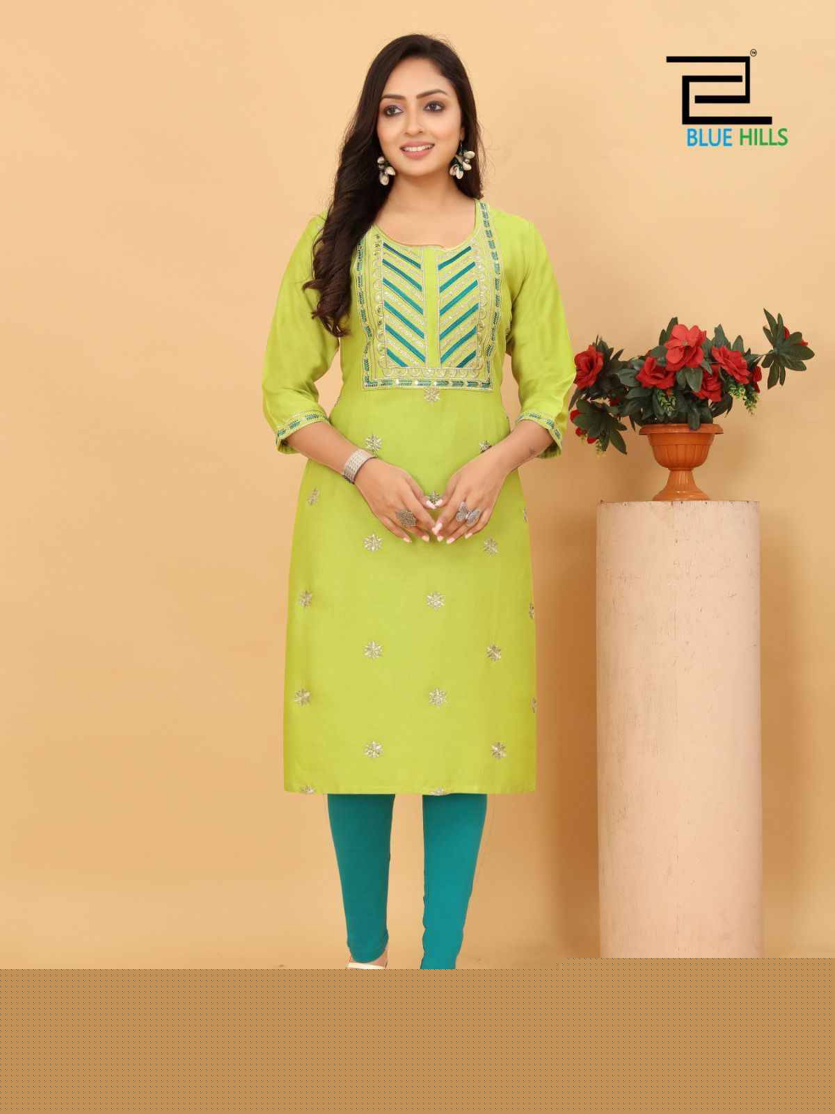 Blue Star Vol-3 By Blue Hills 3001 To 3005 Series Designer Stylish Fancy Colorful Beautiful Party Wear & Ethnic Wear Collection Heavy Rayon With Work Kurtis At Wholesale Price