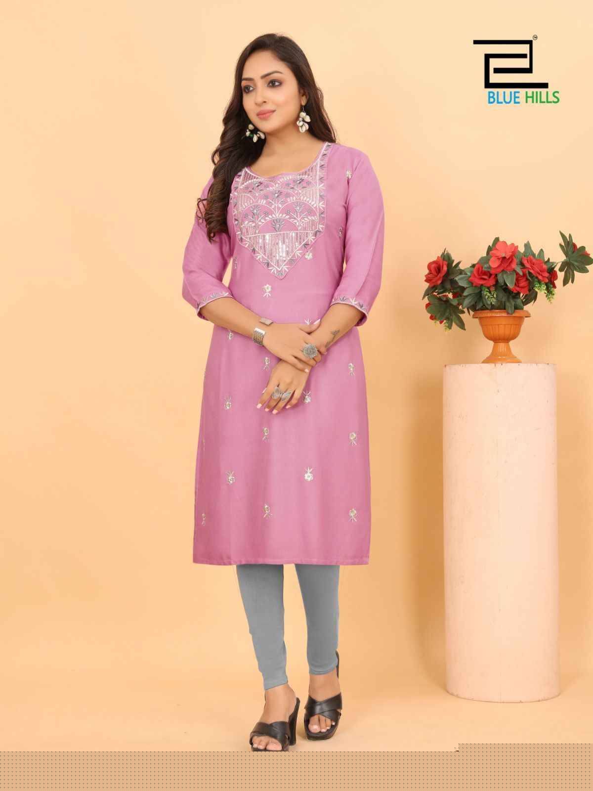 Blue Star Vol-3 By Blue Hills 3001 To 3005 Series Designer Stylish Fancy Colorful Beautiful Party Wear & Ethnic Wear Collection Heavy Rayon With Work Kurtis At Wholesale Price